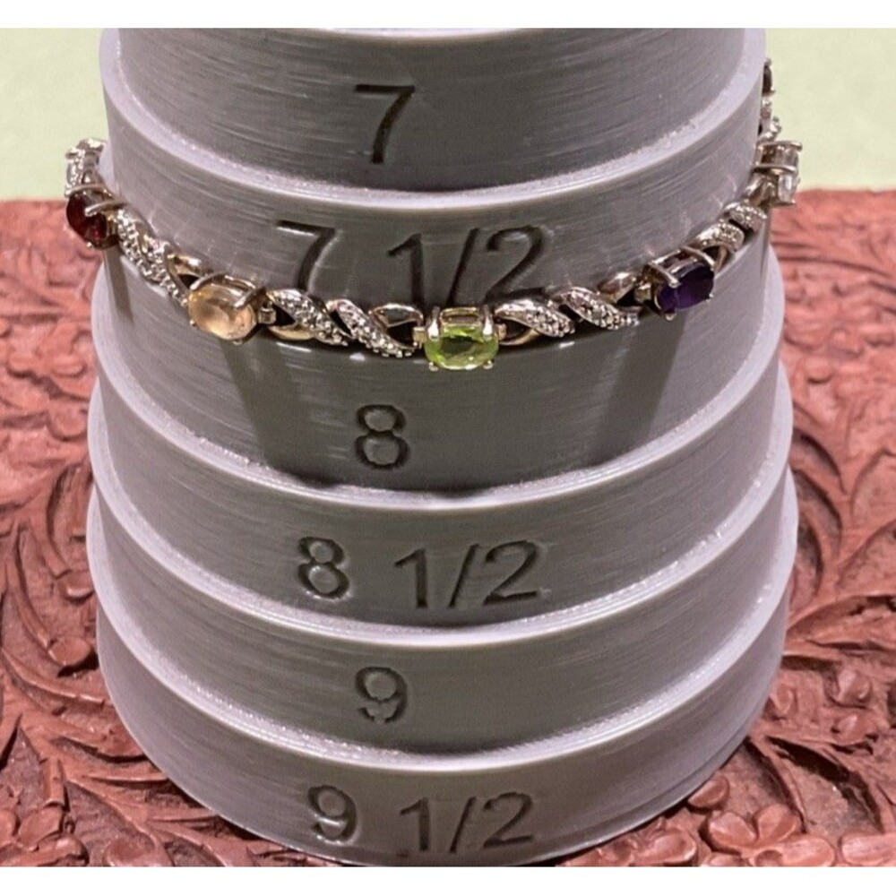 925 Sterling Silver Tennis Bracelet Multi Gemstones Size 7 1/2